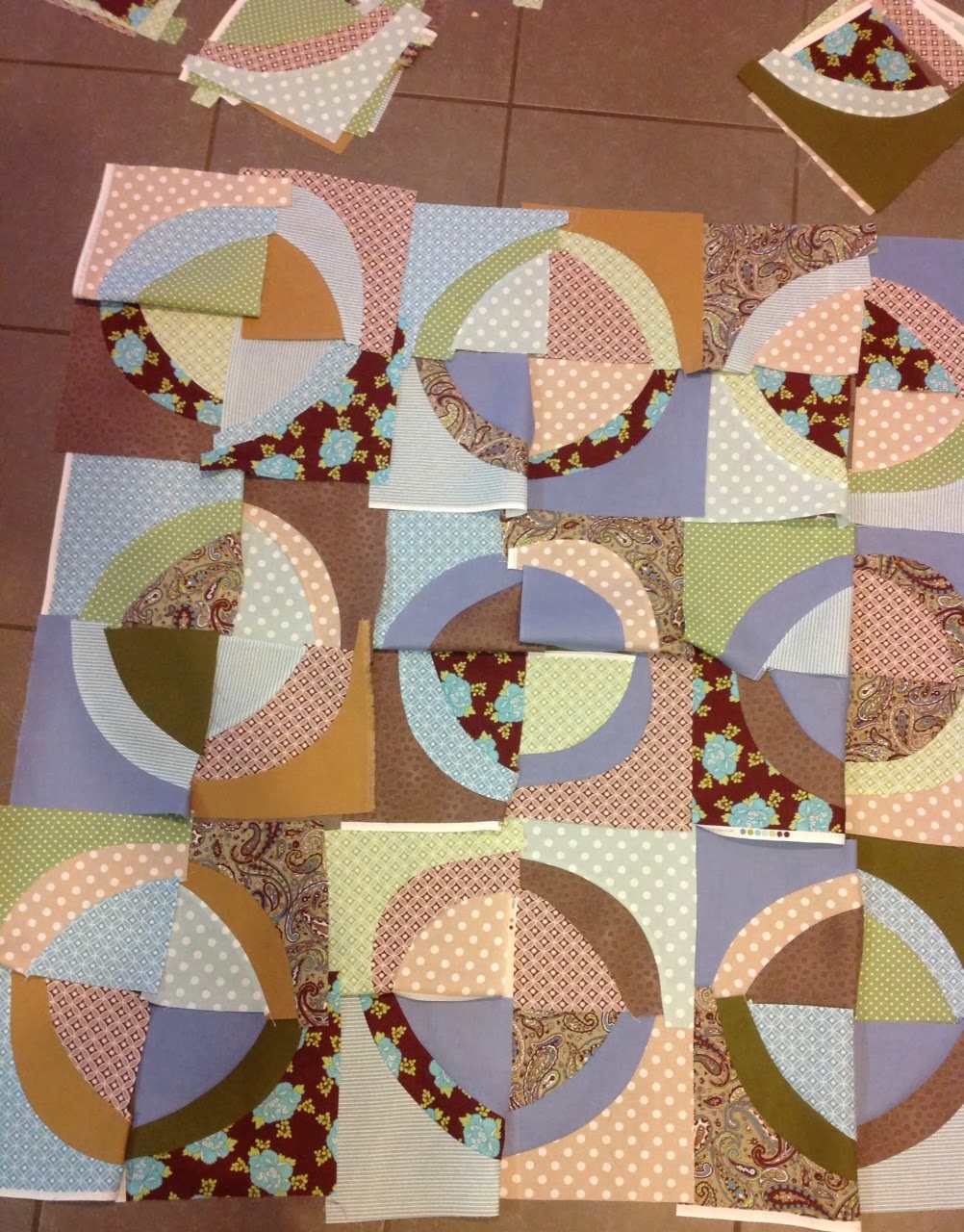 Patchy Work of Mini Grey Sewing Circles.