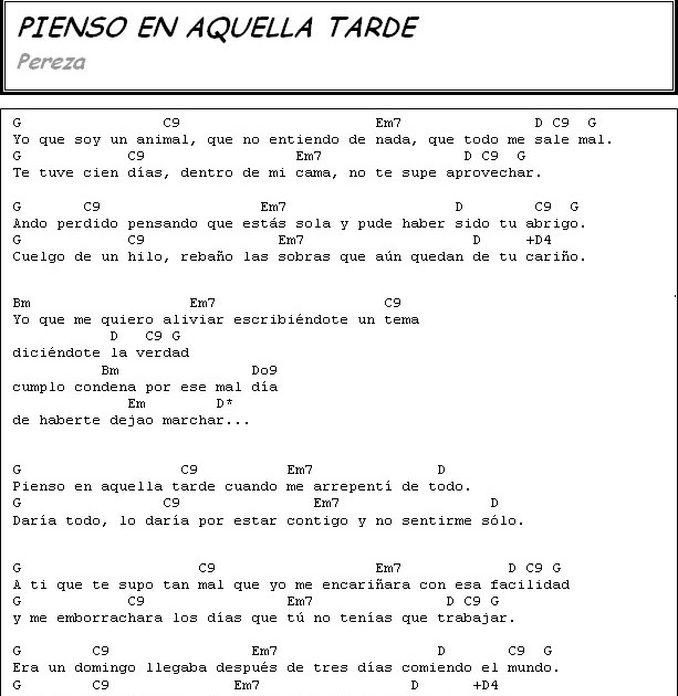 Pienso En Aquella Tarde Pereza Como Tocar Pienso En Aquella Tarde