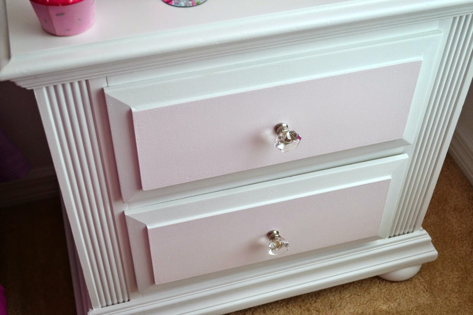 It's A Mom's World Pink & White TwoToned Nightstand Makeover