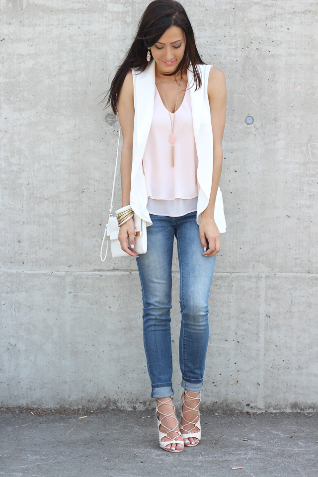 White Sleeveless Blazer THE ELA EDITION