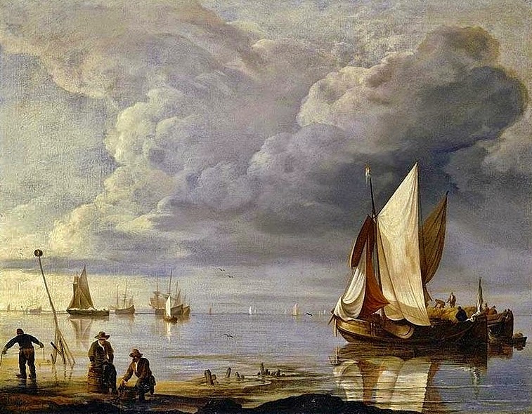 Dutch Master Paintings Small Dutch Vessels In A Calm