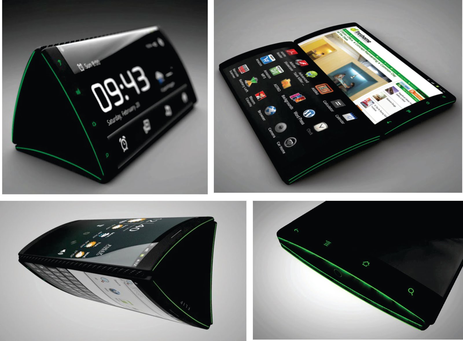Concepto: Flip phone, un teléfono con tres pantallas