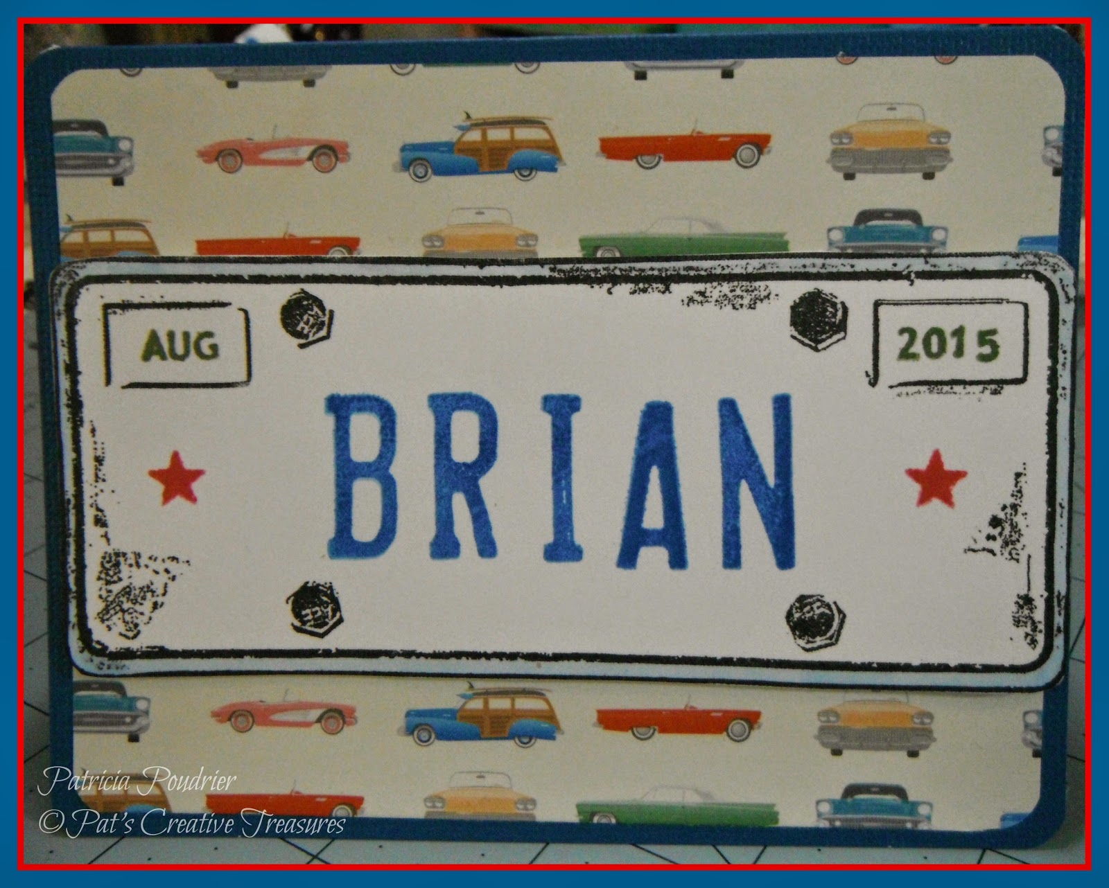 Pat's Creative Treasures License Plate Birthday Card