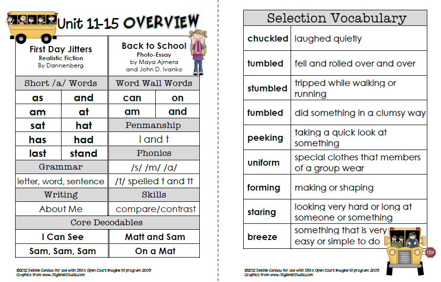 Worksheets 1st Grade Vocabulary Words And Definitions sailing through 1st grade unit 1 open court materials update jul 2 2012