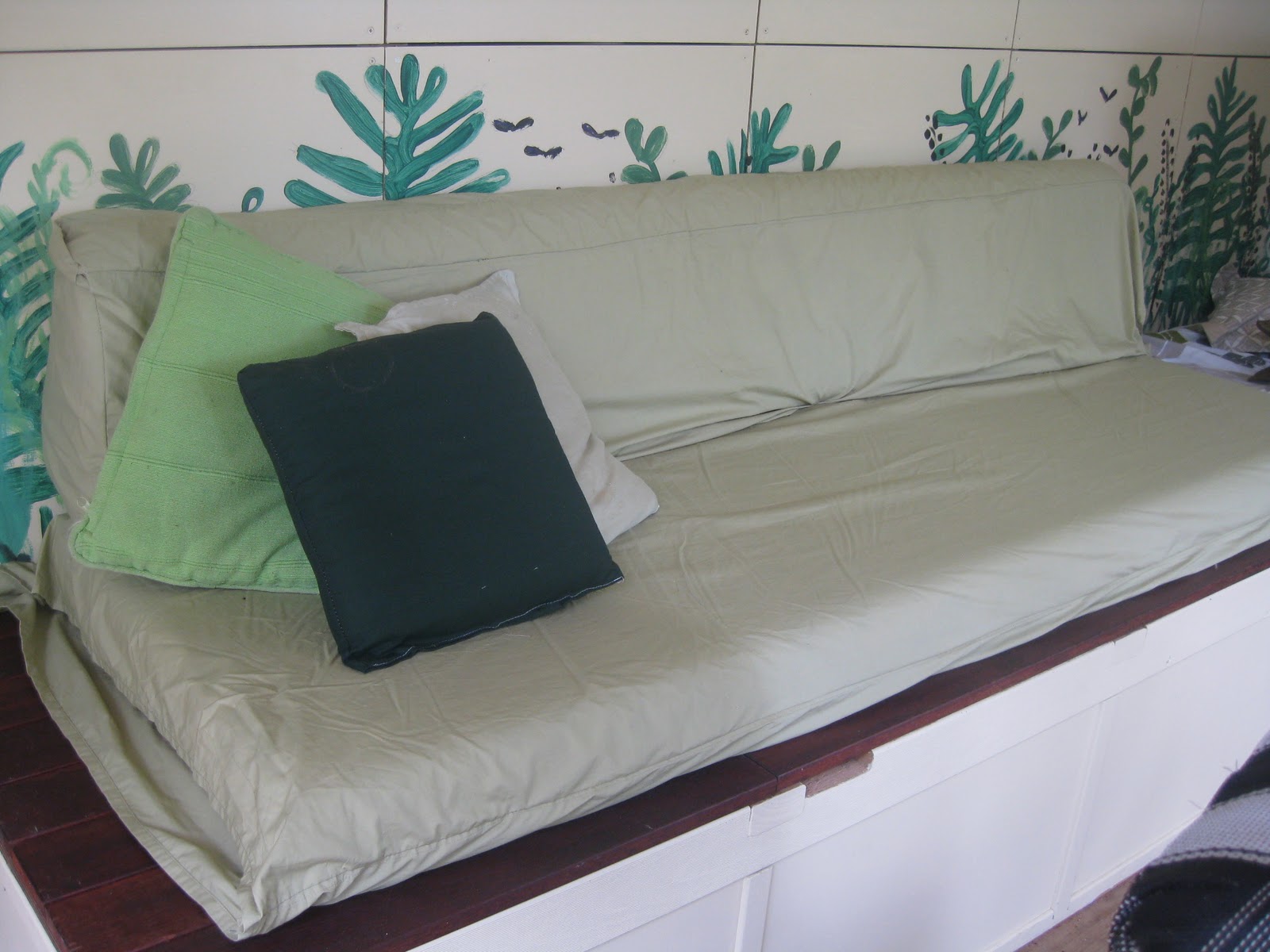 Recovering an old couch cushion, cheaply!