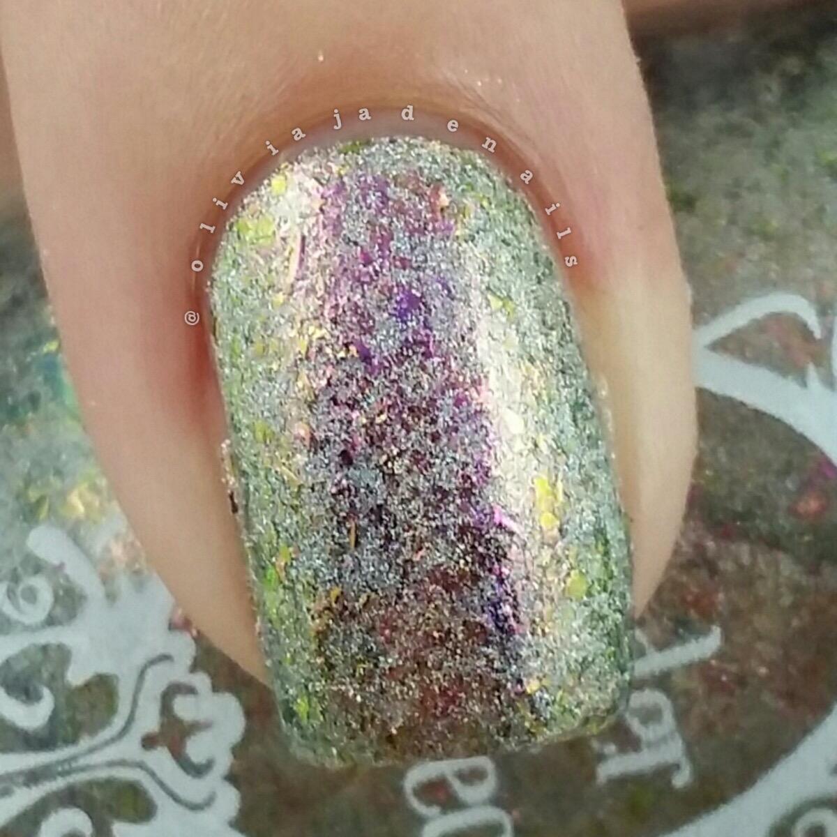 Powder Perfect Unobtainium swatched by Olivia Jade Nails