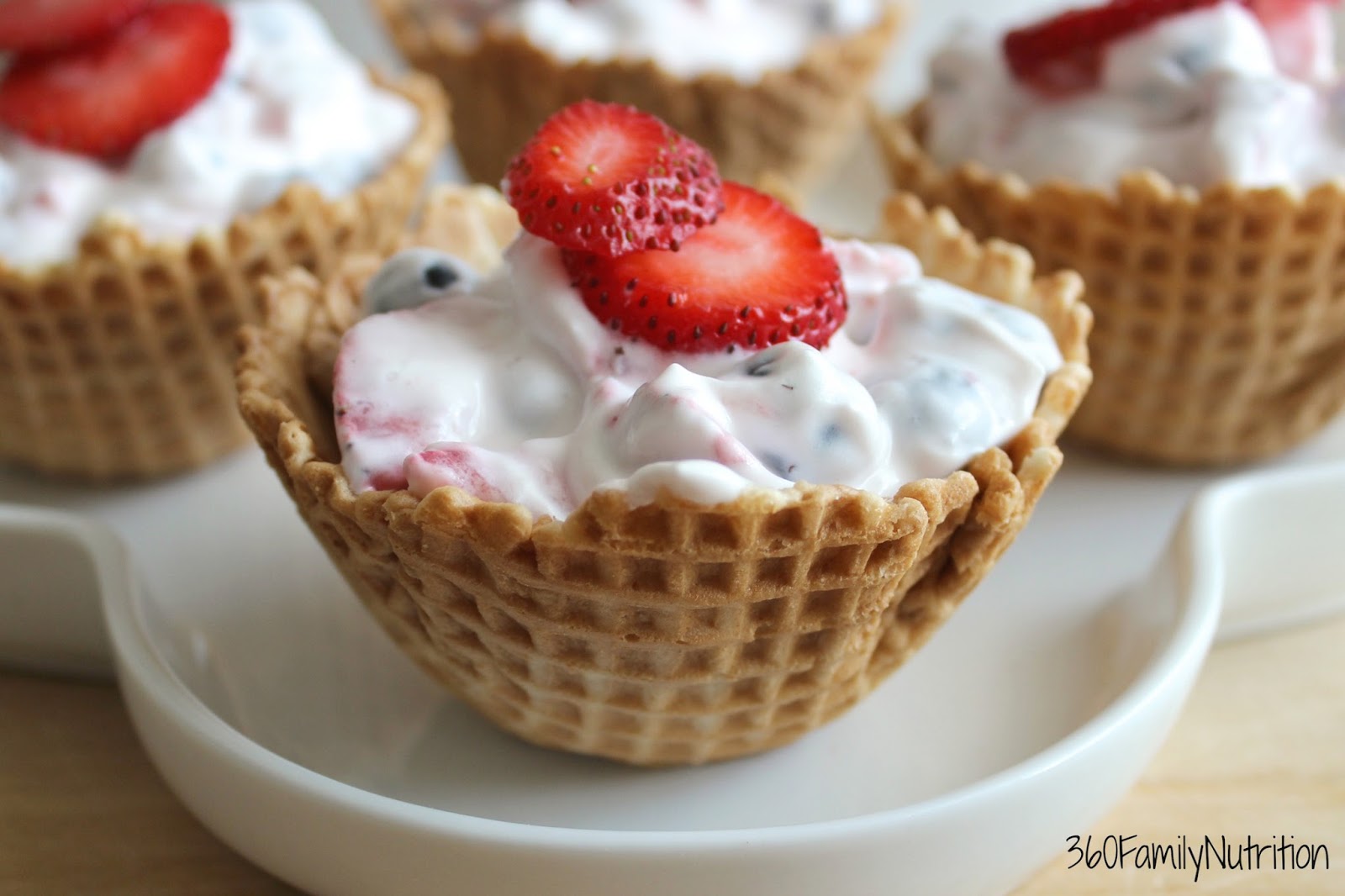 360FamilyNutrition Red, White, & Blue Fruity Waffle Cups