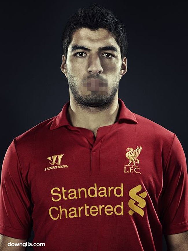 Luis Suarez models the new Liverpool FC 2012-13 kit New LFC Kit 2012-13