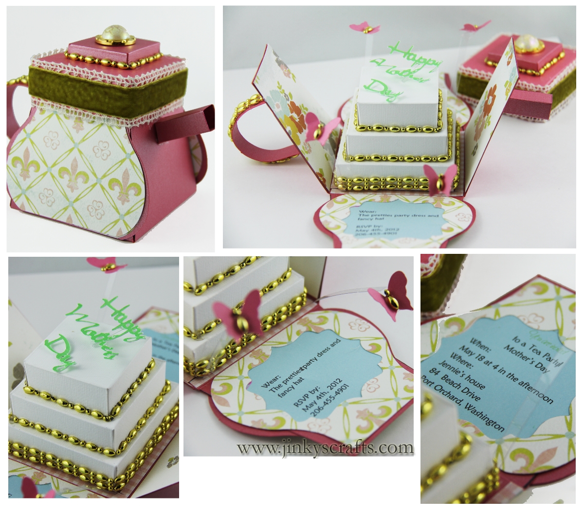 Jinky's Crafts & Designs Mother's Day Teapot Exploding Box