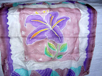 pañuelo de seda pintado a mano, foulard pintado a mano