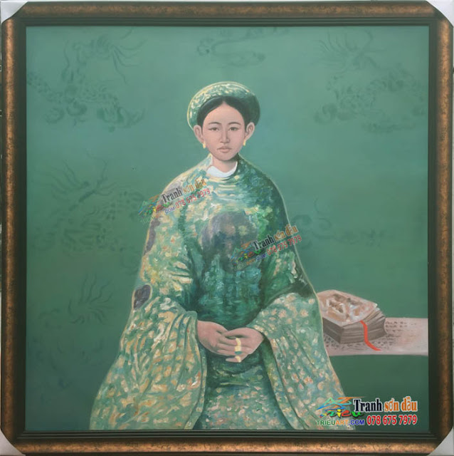 Tranh vẽ Nam Phương Hoàng Hậu bằng sơn dầu trên vải