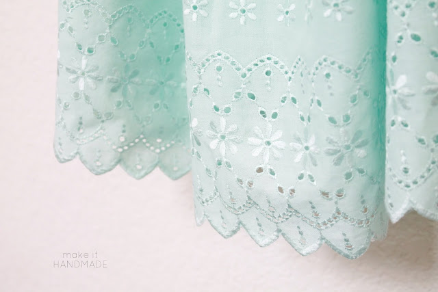 Sewn eyelet pillow case dress. So easy to make-- no hemming required! 