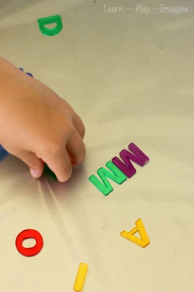 Matching letters and boosting fine motor skills with this sensory activity to practice letter recognition and sounds.