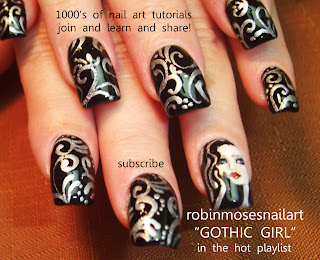 glitz nails, glamour nails, celebrity nails, black and silver nails, miss pro nail, sation nails, robin moses, robinmosesnailart, lipstick writing, silver nails, painting faces, artwork on nails, painting portraits, swag nail art, diva nails, long nails, evil nail art, gothic nail art, vamp nail art, fashion nails, miss pro nail, light pink nail, light blue nail, light blue and red nail,