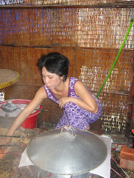 Making rice paper at Mekong Delta