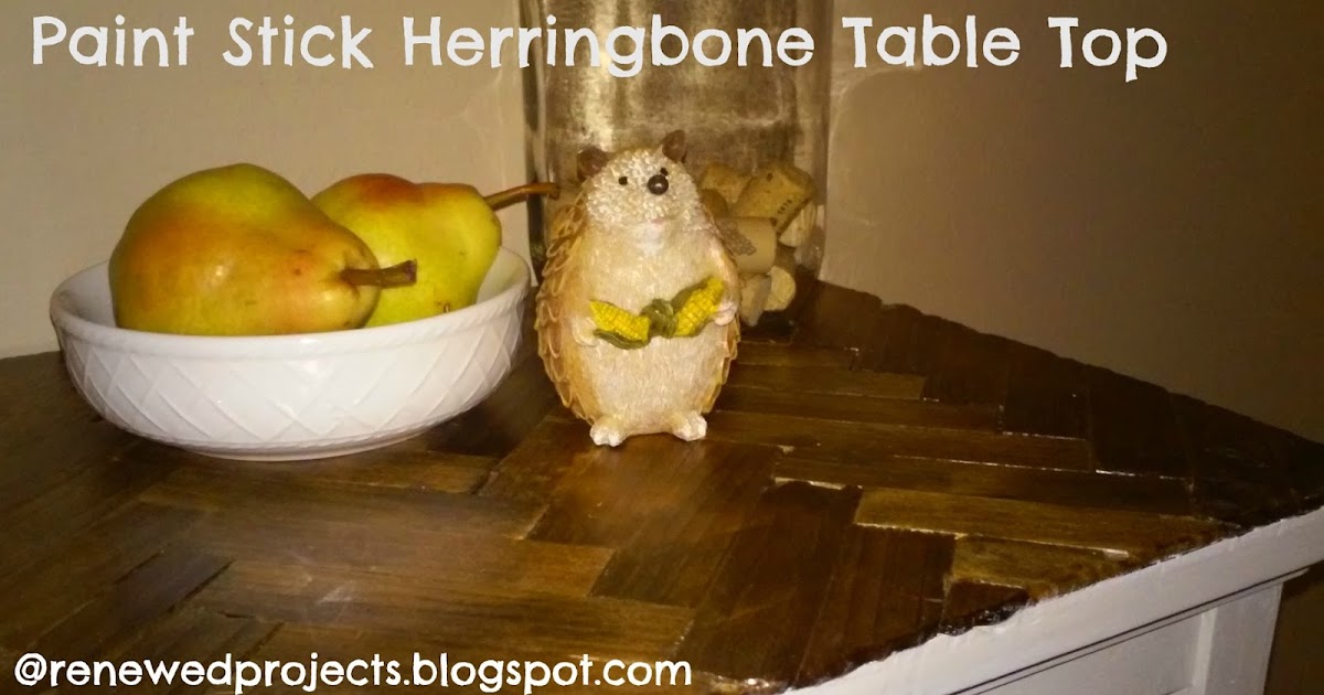 Reduce, Reuse, Renewed Paint Stick Herringbone Table Top
