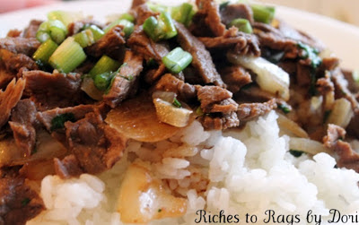 Oriental Cilantro Beef and Onion over Rice