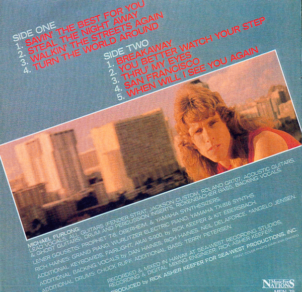 MICHAEL FURLONG - Breakaway (1987) restored audio back cover