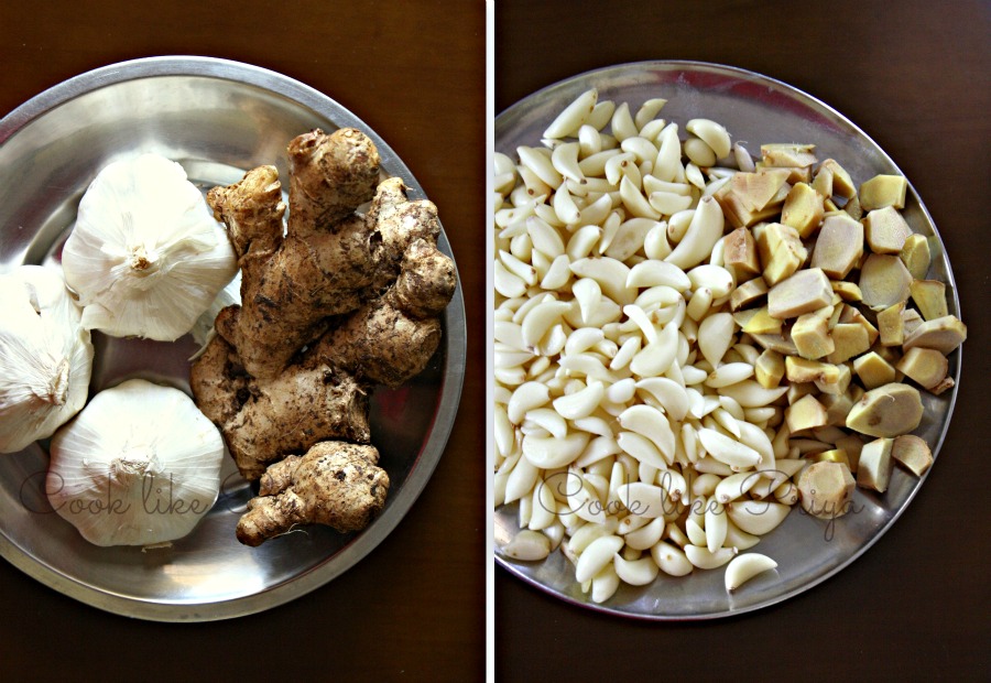 Cook like Priya Home made Ginger Garlic paste How to do Ginger