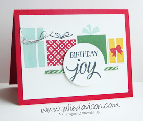 Stampin' Up! Your Presents Birthday Card + Quick Video Tip on how to create plaid #stampinup www.juliedavison.com