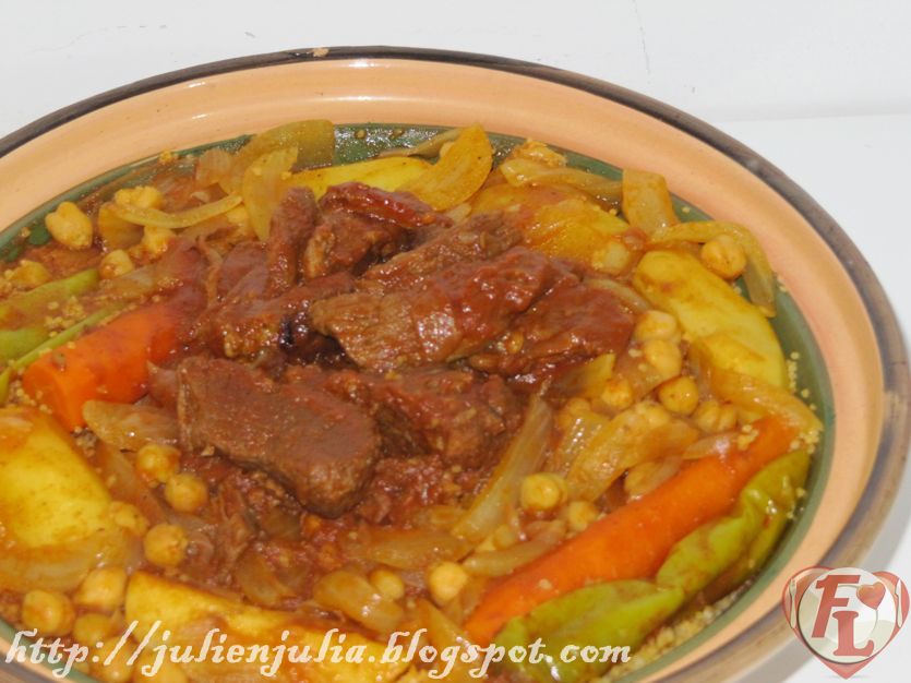 Food Lover مطبخ جوليا العرب Libyan Couscous with Onion & Vegetables