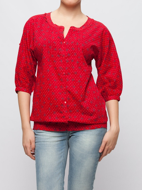 Kirmizi Cicek Desenli Sifon Bluz Lc Waikiki