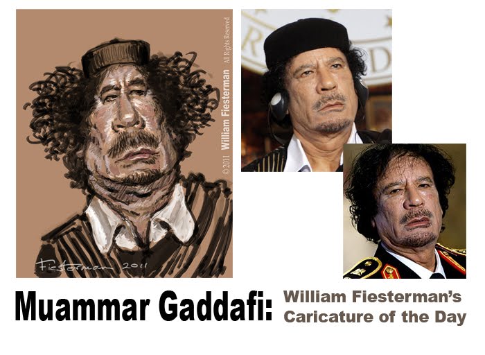 caricature muammar gaddafi