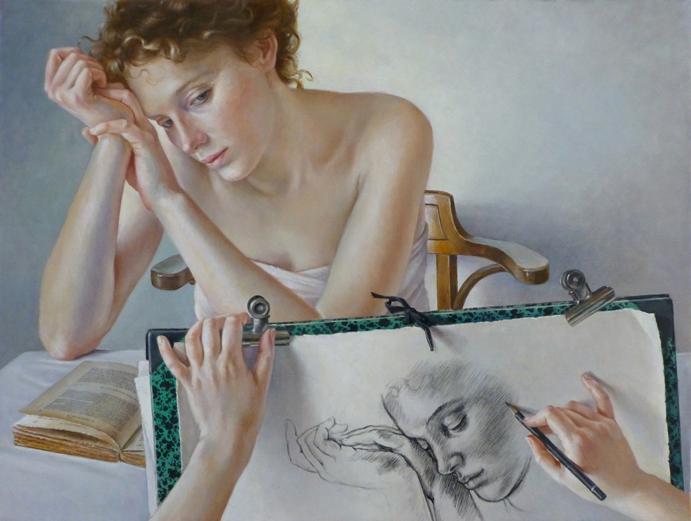 Smoking naked painting telling stories