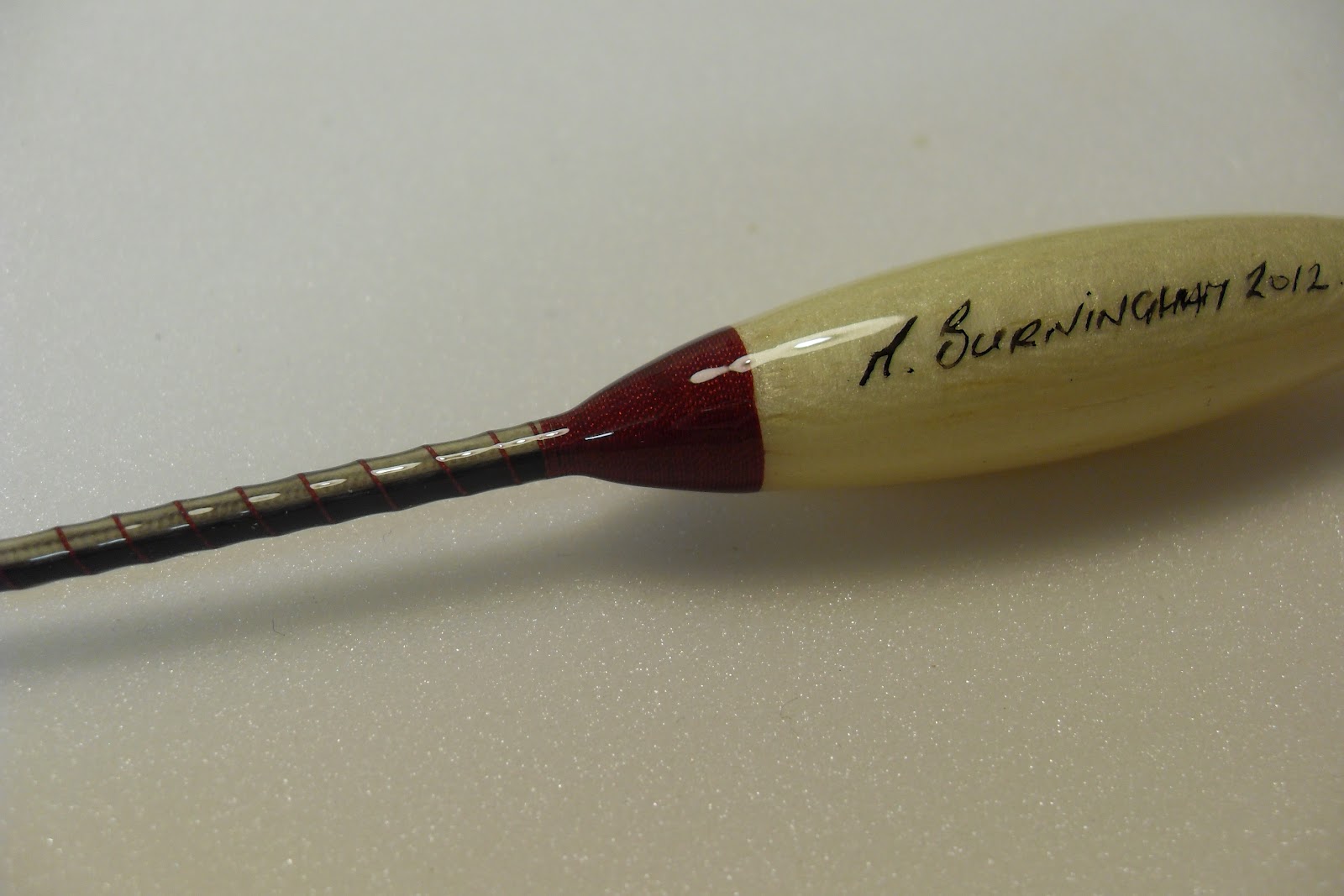 Handmade Fishing Floats by Mark Burningham. Crow quill avon float