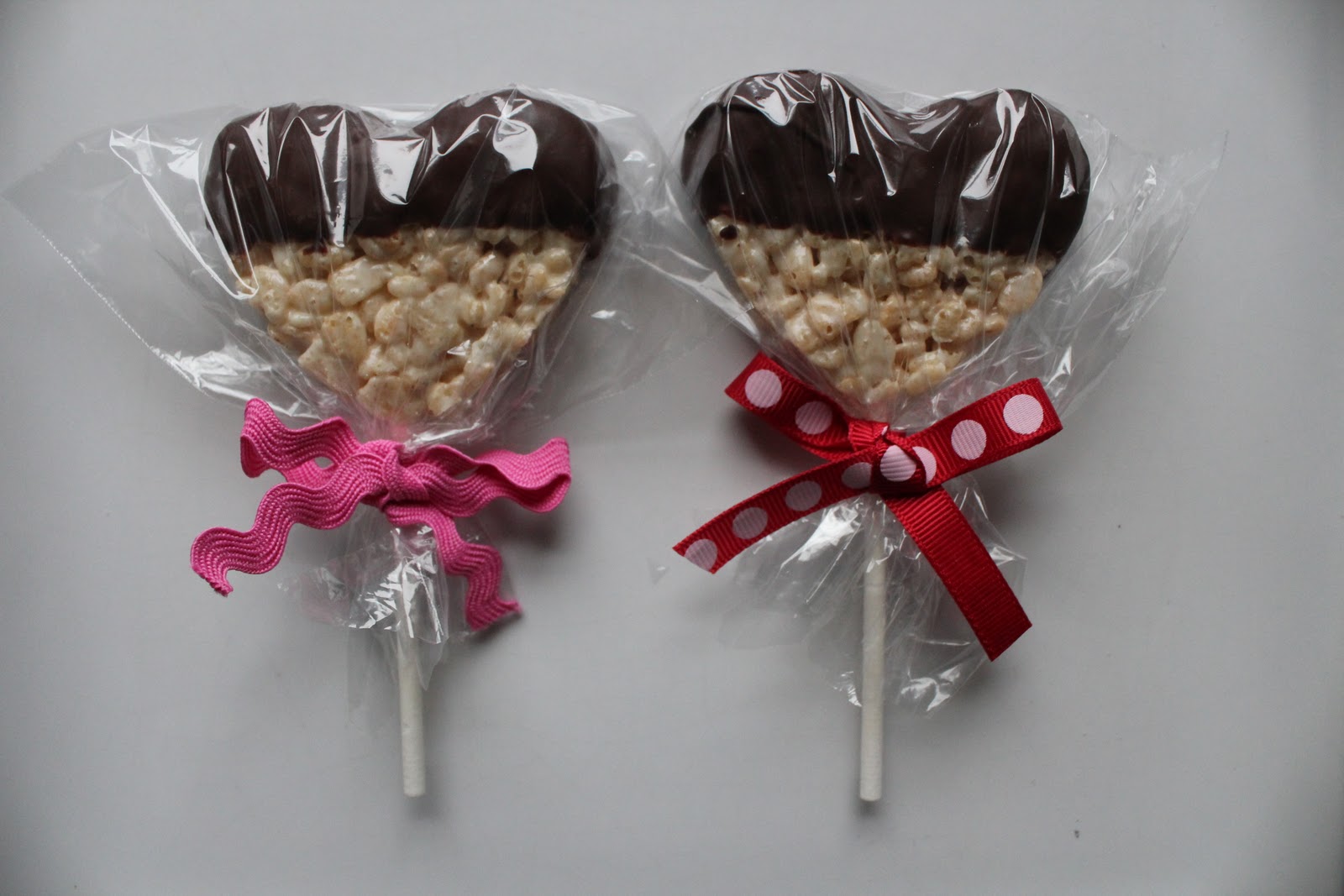 Heart Shaped Chocolate Covered Rice Krispie Treats Pops - Fun