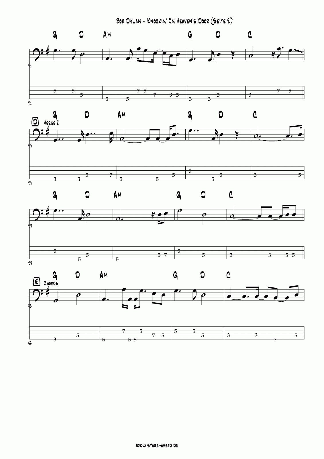 Four Strings Basslessons Weekly Basslines 28 Knockin On