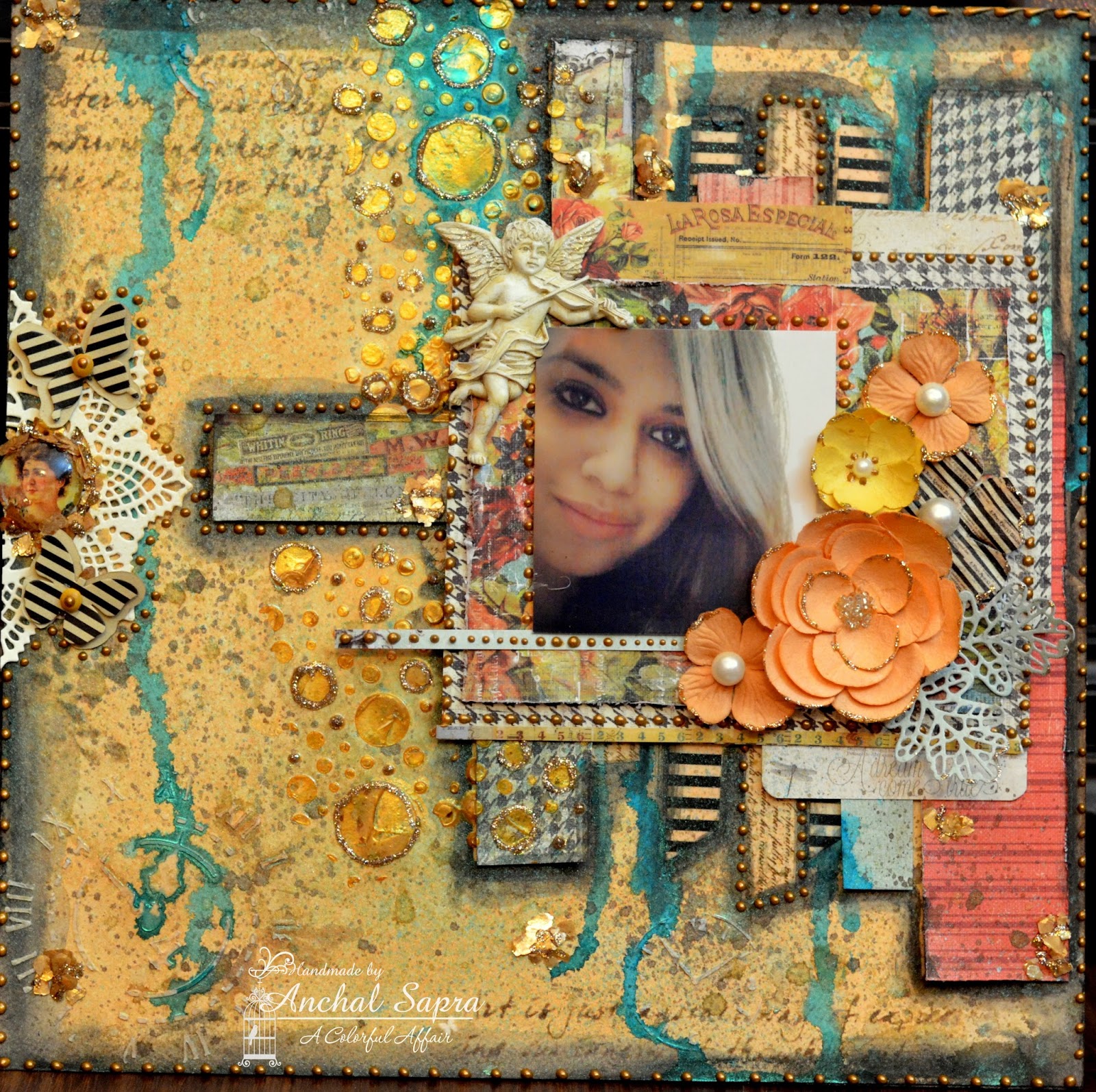 A Colourful Affair Mixed Media Scrapbook Layout!