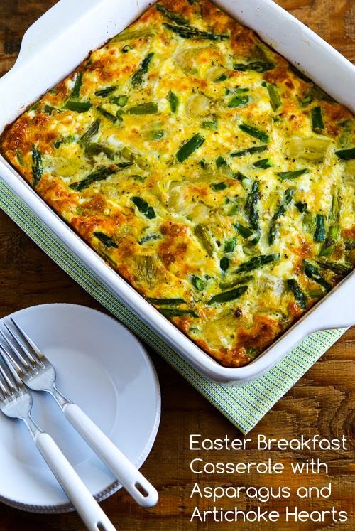 Easter Breakfast Casserole with Asparagus and Artichoke Hearts (Low