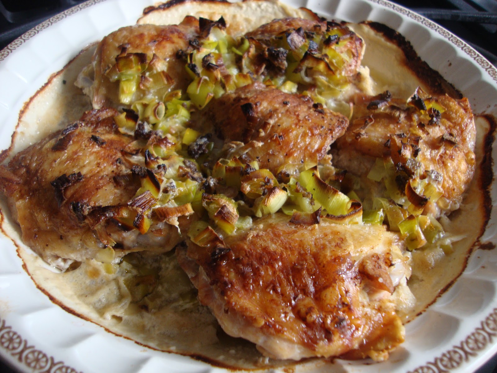 Food Floozie Baked Chicken with Morels and Leeks