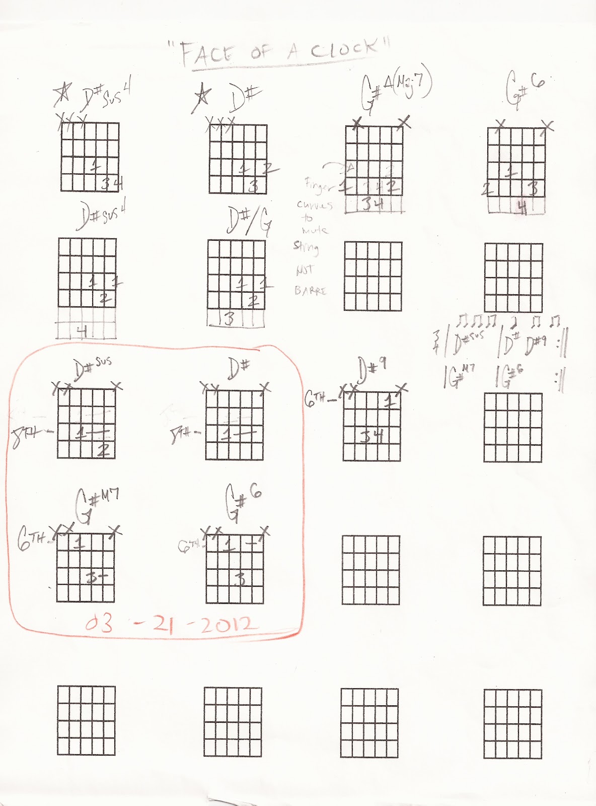 Eric Stefani Music Blog "Face of a Clock" Guitar Chords