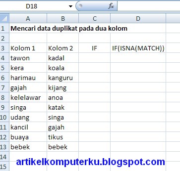 Bagalemakpeak Mencari Data Ganda Pada Kolom Yang Berbeda Di Excel