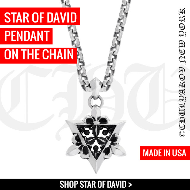 Designer star of david pendant necklace on the chain. 