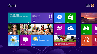 Screenshot of the Start Screen in the Windows 8