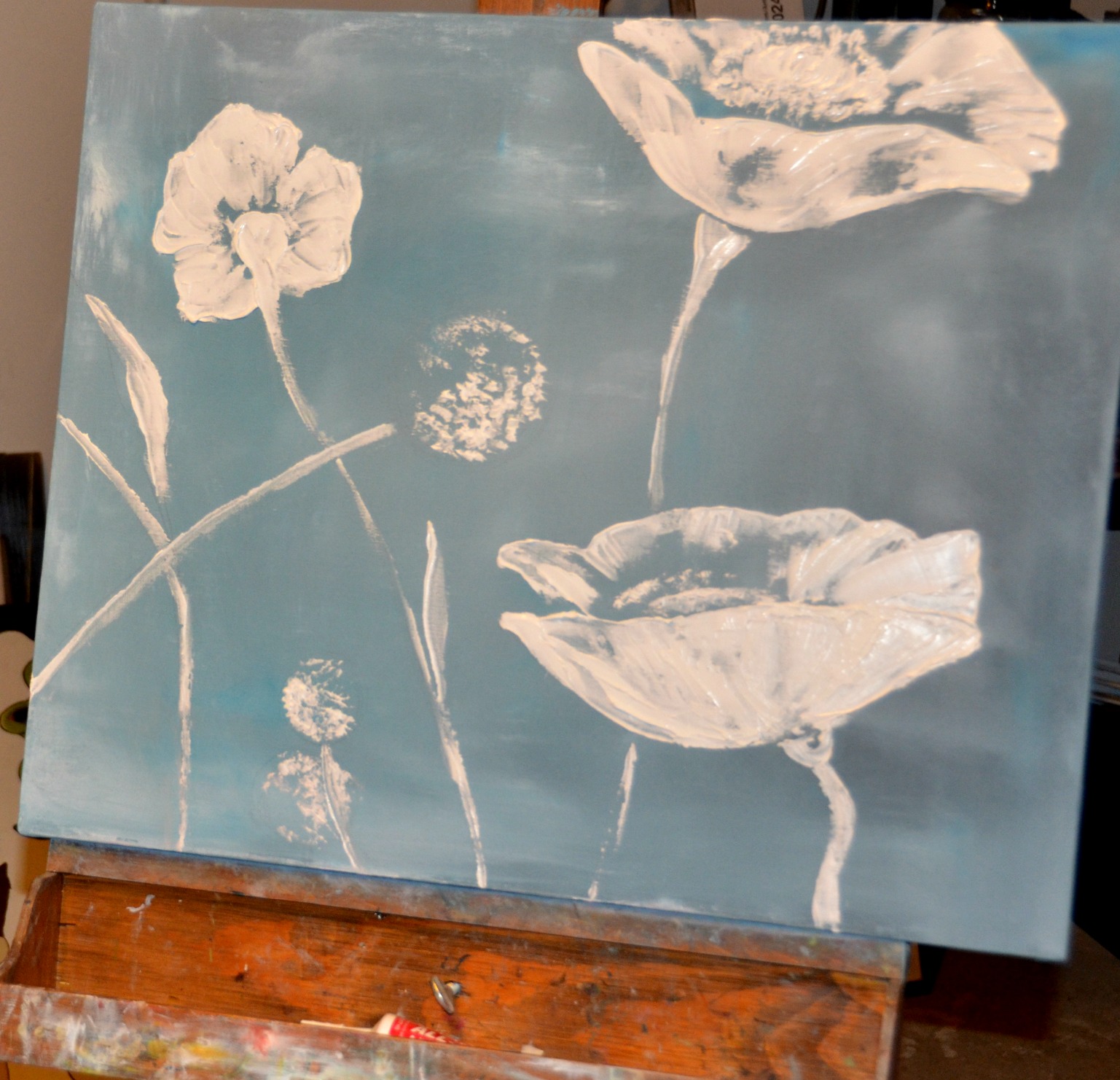 theartgirljackietutorials Palette Knife Painting Textured Yellow Poppies