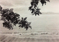 charcoal painting of a seascape from Langkawi by Manju Panchal