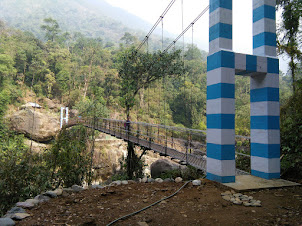 View of a bridge on the way to Living roots bridge.