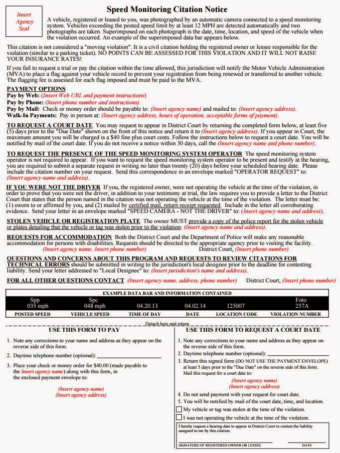 Maryland Drivers Alliance District Court Changes Citation Language