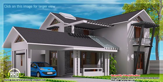 Modern mix sloping roof house