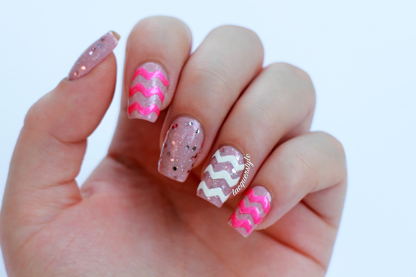 Illamasqua Pink Raindrops Swatches + Chevron Nail Art