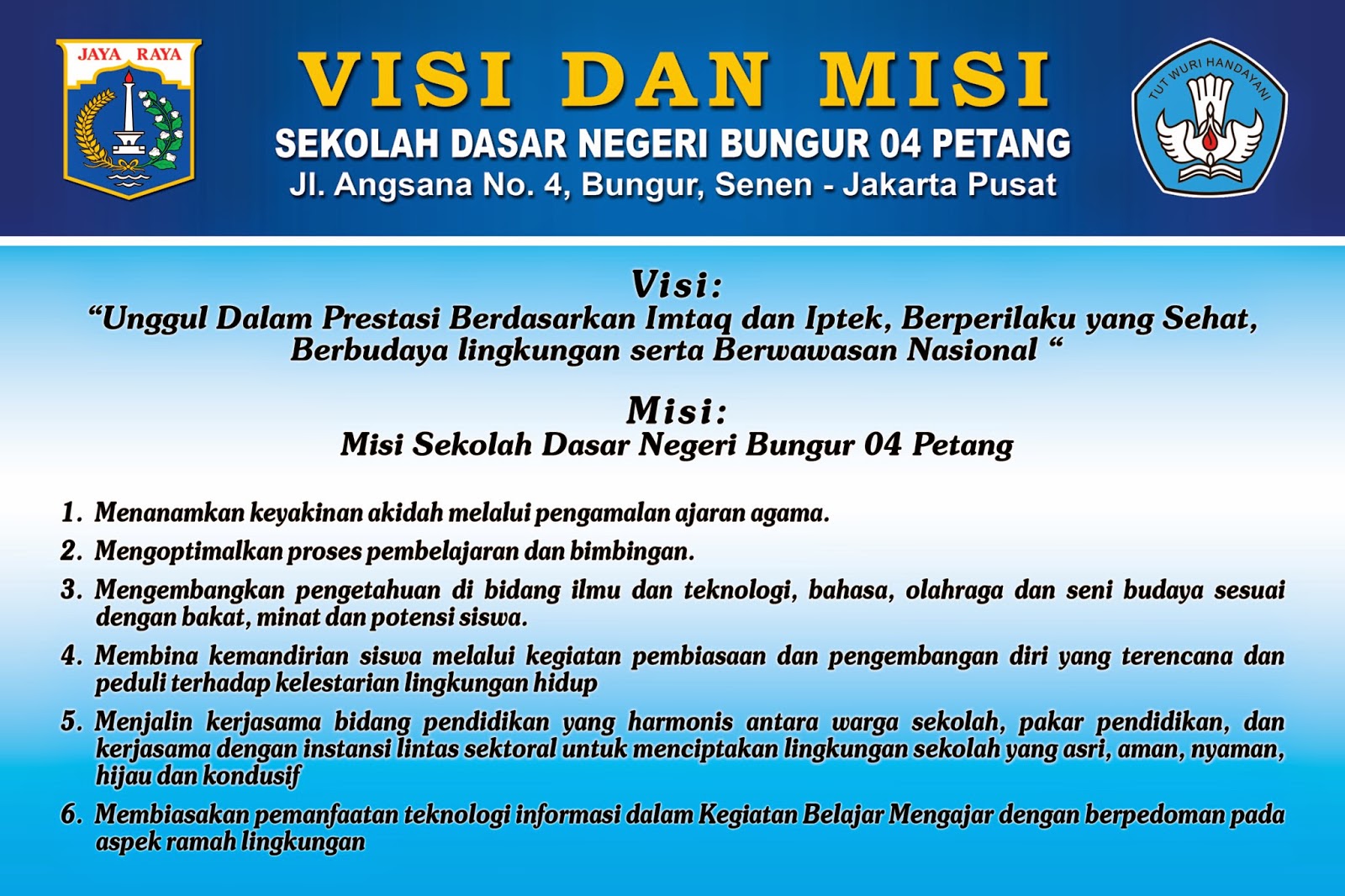 VISI DAN MISI SDN BUNGUR 04 PETANG