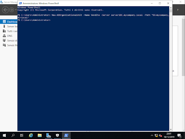 Windows Server 2019, Creazione nuova OU tramite PowerShell Windows Server 2019, Creazione nuova OU tramite PowerShell