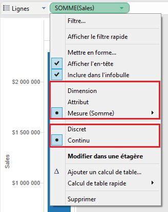 Tableau Les Bases Mesure Dimension Discret Continu