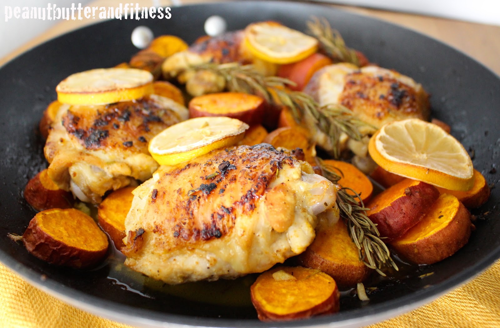 Rosemary Lemon Chicken and Sweet Potato Skillet with Asparagus Peanut