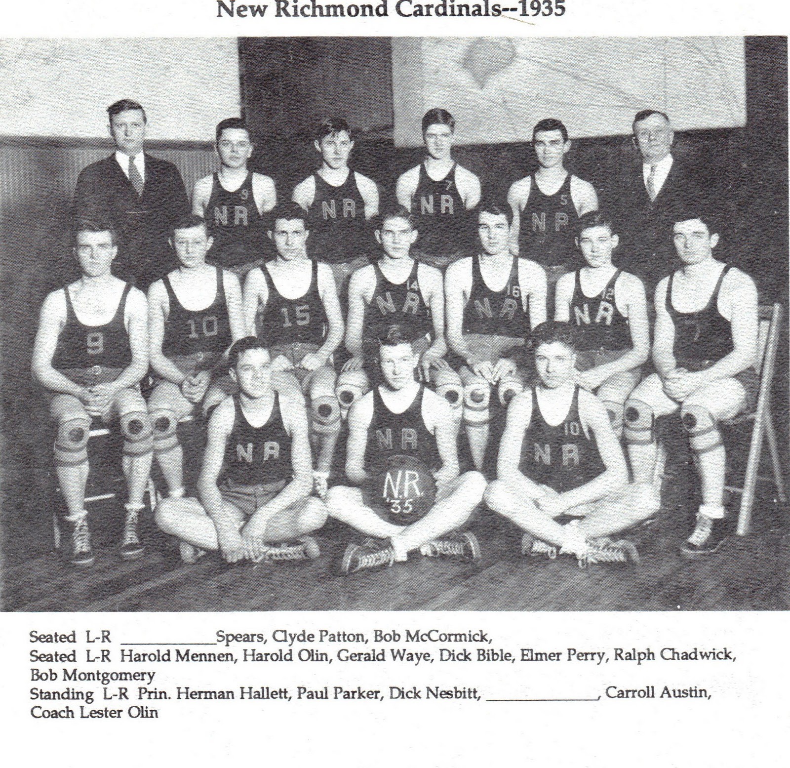 History of New Richmond Cardinals Basketball team of 193435 plus the