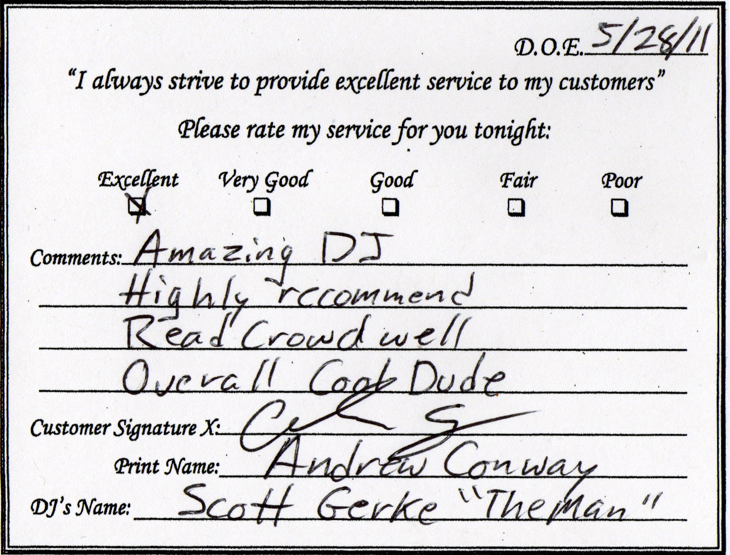 restaurant comments card template